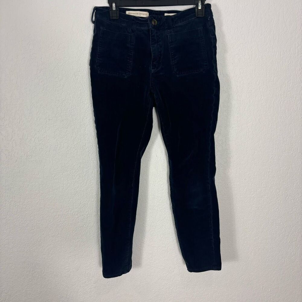 Pilcro Anthropologie Blue Corduroy High Rise‎ Skinny Leg Pants Size 28